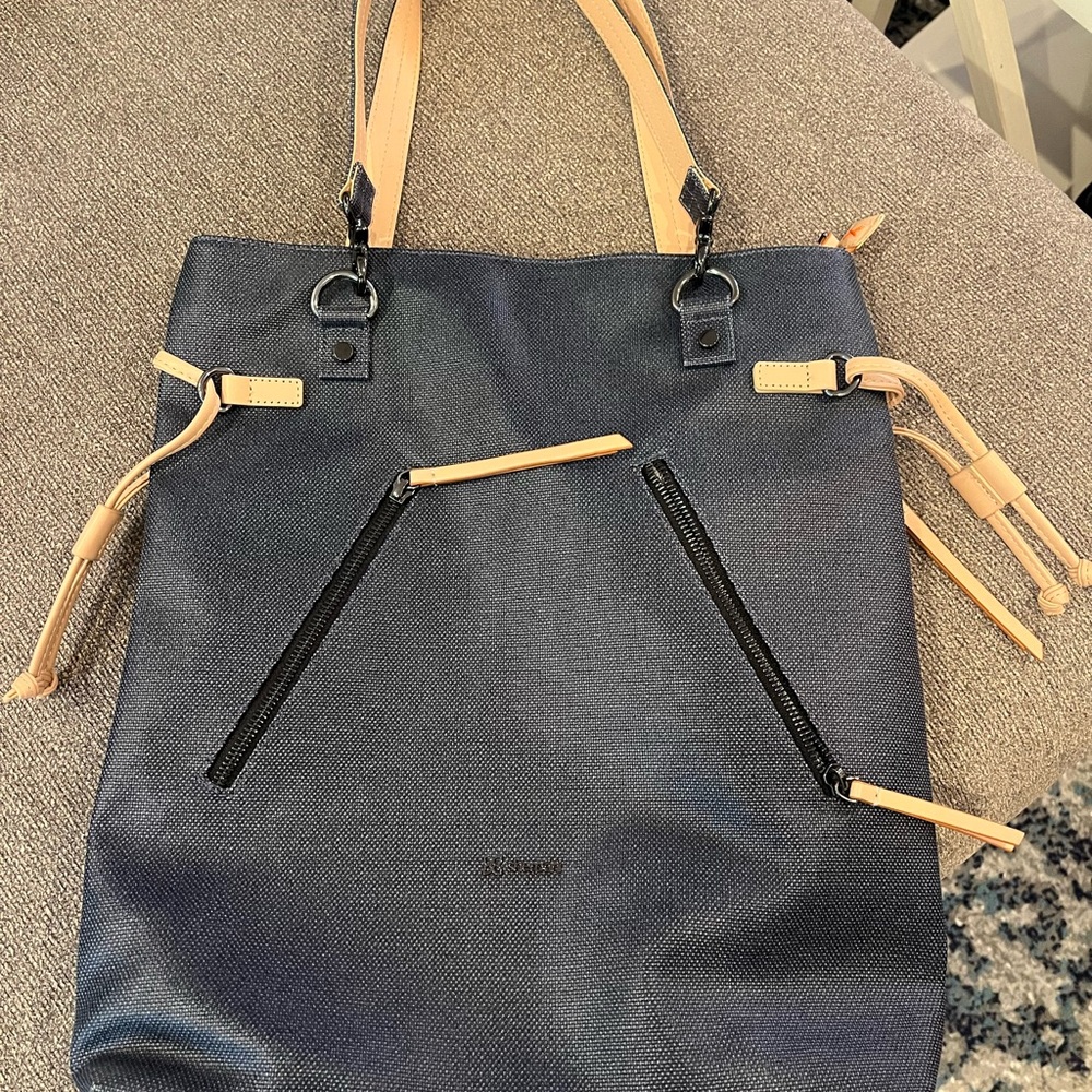 Stylish Navy and Tan Tote Bag